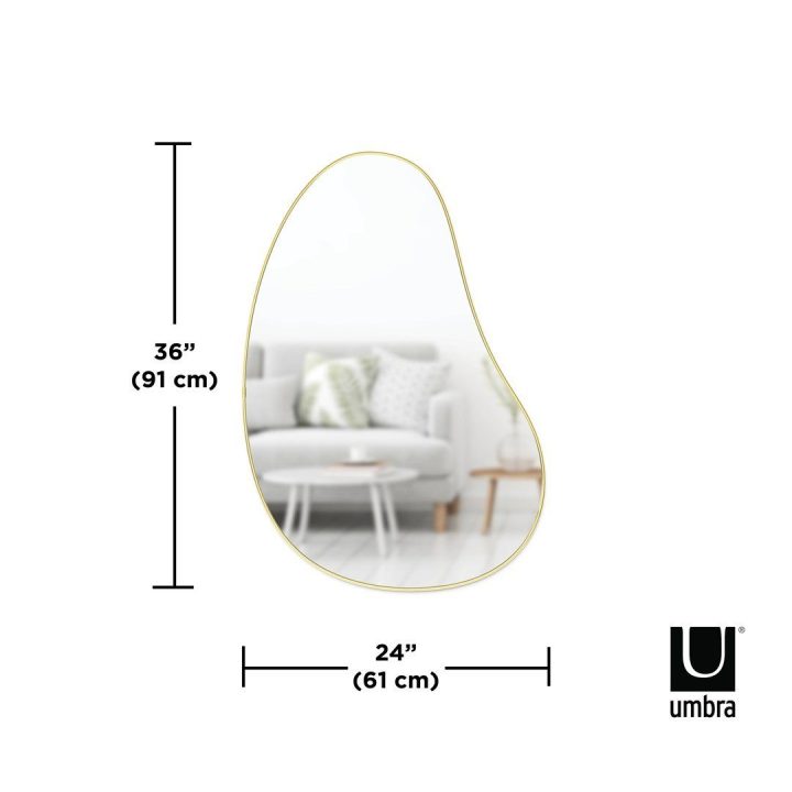 Veidrodis PEBBLE 92 × 3 × 61 cm, žalvario spalvos HUBBA