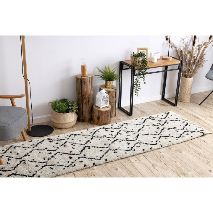Kilimas Zigzak 60 × 250 cm, kreminės spalvos WELBEN