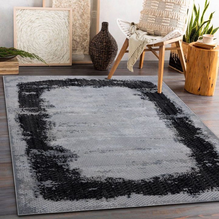 Kilimas 120 × 170 cm, pilkos spalvos IONA FRAME