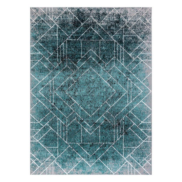 Kilimas 140 × 190 cm, pilkos ir žalios spalvos WELLI RHOMBUS