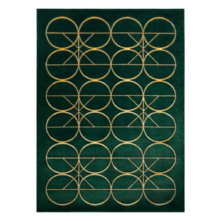 Kilimas 80 × 150 cm, butelių žalios ir auksinės spalvos ESTEMA