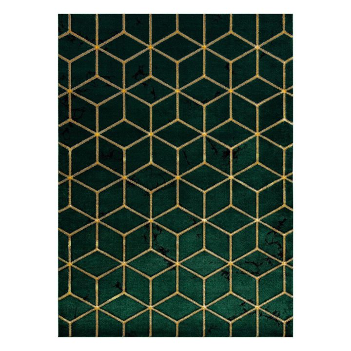 Kilimas 80 × 150 cm, tamsiai žalios ir auksinės spalvos ESTEMA