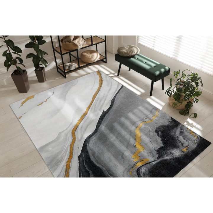 Kilimas 80 × 150 cm, juodos ir auksinės spalvos ESTEMA