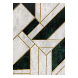 Kilimas 80 × 150 cm, žalia su auksiniais akcentais ESTEMA