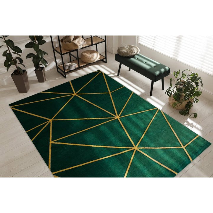 Kilimas 160 × 220 cm, butelių žalia ir auksinė ESTEMA