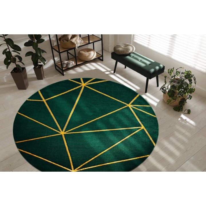 Kilimas GEOMETRIC, tamsiai žalias su auksiniais akcentais ESTEMA