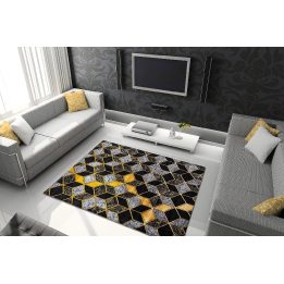 Kilimas 160 × 220 cm, juodos ir auksinės spalvos MOSSE GLAM (160x220)