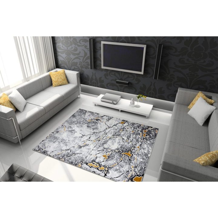 Kilimas 80 × 150 cm, kreminės ir juodos spalvos MOSSE MARBLE