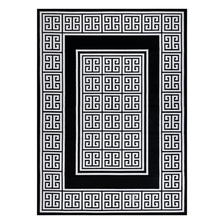 Kilimas 160 × 220 cm, juoda ir kreminės spalvos MOSSE GREEK