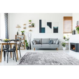 Kilimas 80 × 150 cm, pilkos ir baltos spalvos TREX LINES