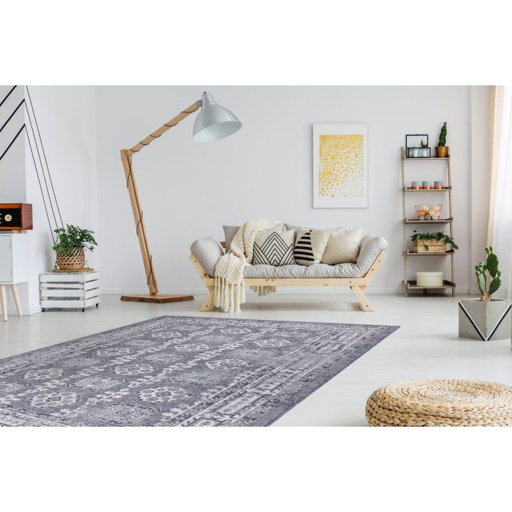 Kilimas su ornamentais mėlynos ir kreminės spalvos VINEA