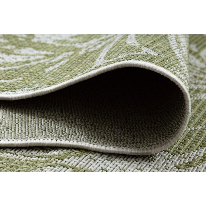 Kilimas su lapų raštu kreminės ir žalios spalvos