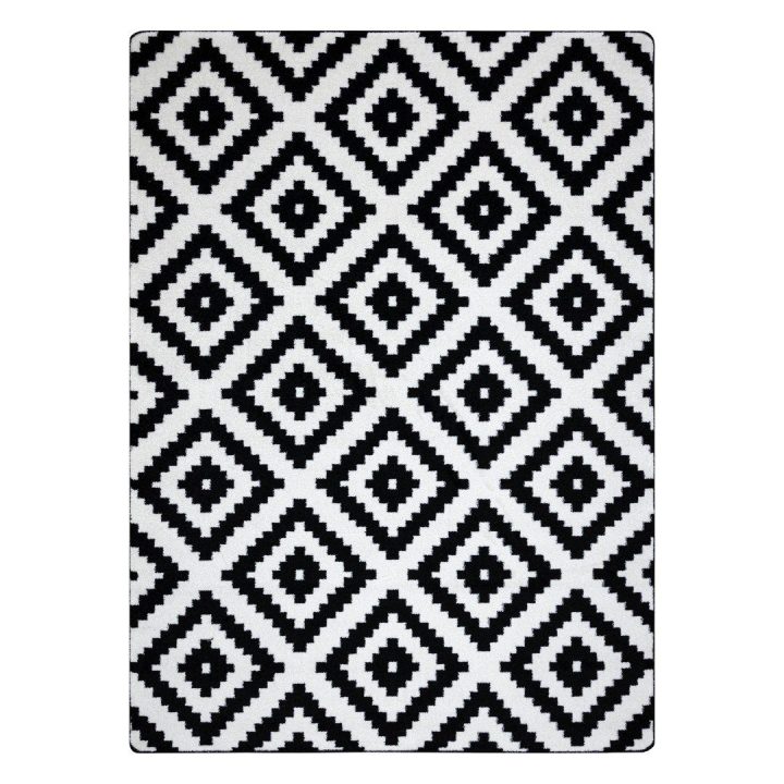 Kilimas geometrinio rašto juodos ir kreminės spalvos 120x170 cm