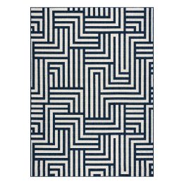 Kilimas geometrinio rašto smėlio ir tamsiai mėlynos spalvos WINK MAZE