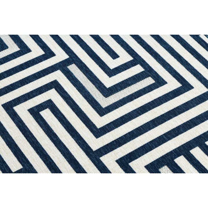 Kilimas geometrinio rašto smėlio ir tamsiai mėlynos spalvos WINK MAZE