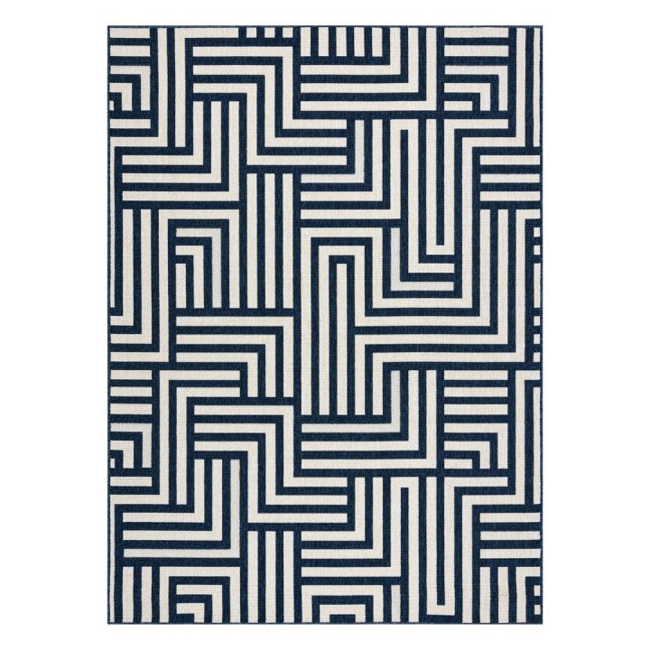 Kilimas geometrinio rašto kreminės ir mėlynos spalvos WINK MAZE