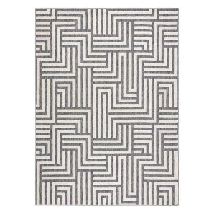 Kilimas geometrinio rašto pilkos ir kreminės spalvos WINK MAZE