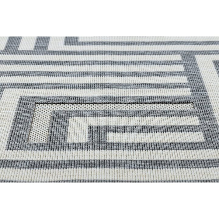 Kilimas geometrinio rašto pilkos ir kreminės spalvos WINK MAZE