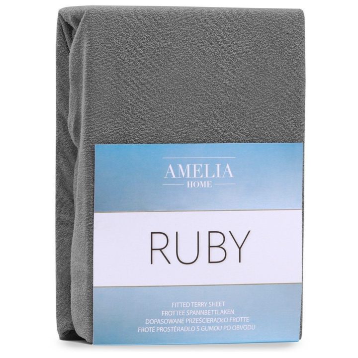 Paklodė su guma frotinė pilka Amelia Home Ruby