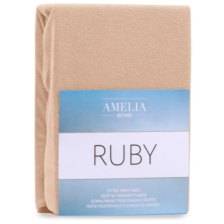 Paklodė su guma frotinė smėlio spalvos Amelia Home Ruby
