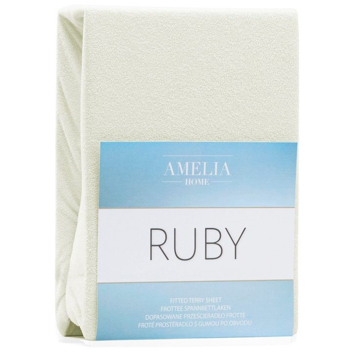 Paklodė su guma frotinė ecru spalvos Ruby