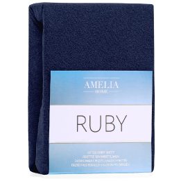 Paklodė su guma frotinė tamsiai mėlyna Amelia Home Ruby