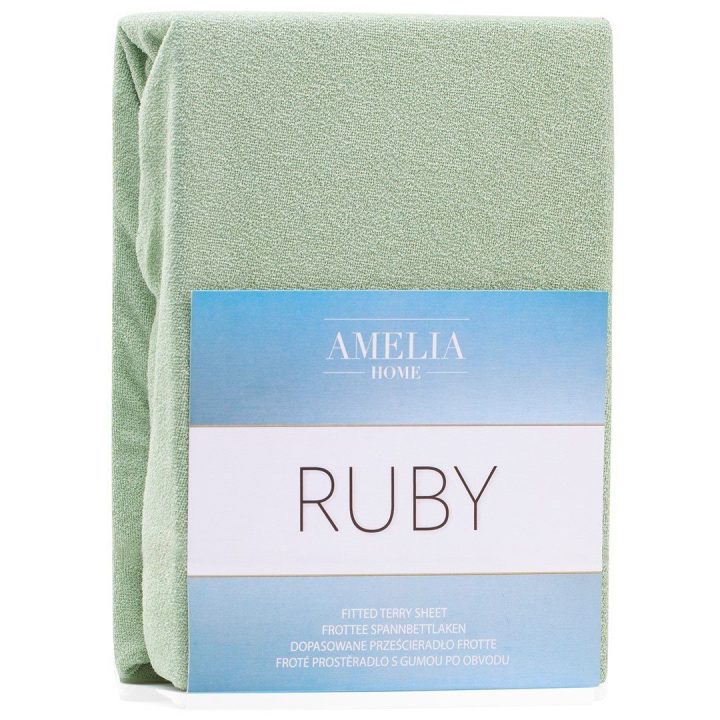 Paklodė su guma frotinė šviesiai žalios spalvos Amelia Home Ruby