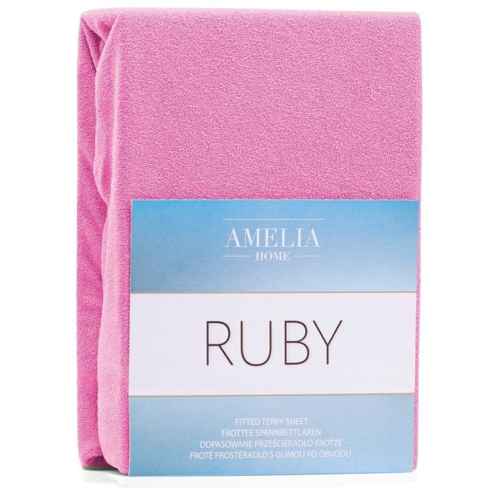 Frotinė paklodė su guma rožinės spalvos Amelia Home Ruby