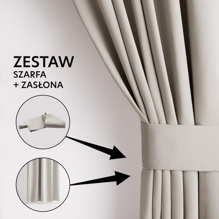 Užuolaida blackout tipo smėlio spalvos su klostėmis