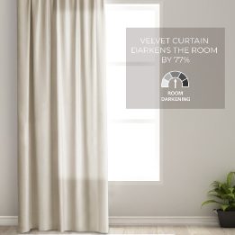 Užuolaida su žiedais 77 % šviesą sulaikanti smėlio spalvos velvetinė