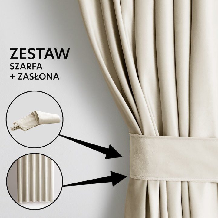 Užuolaida iš veliūro su šviesos slopinimu iki 77 % šviesiai smėlio spalvos