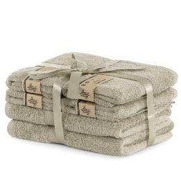 Rankšluosčių rinkinys iš bambuko pluošto 2 vnt. 70x140 ir 4 vnt. 50x100 smėlio spalvos