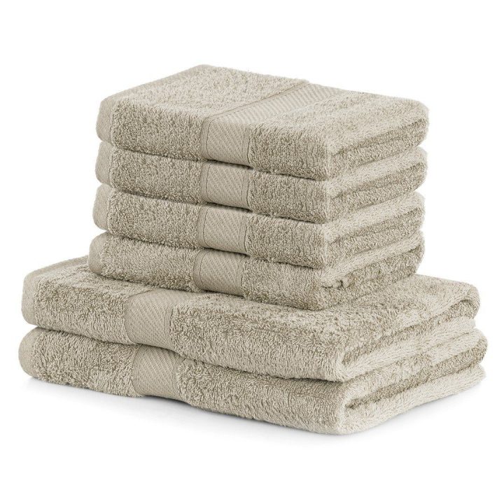 Rankšluosčių rinkinys iš bambuko pluošto 2 vnt. 70x140 ir 4 vnt. 50x100 smėlio spalvos