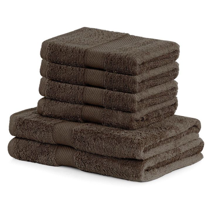 Rankšluosčių rinkinys 2 vnt. 70x140 ir 4 vnt. 50x100 rudos spalvos