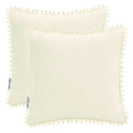 Dekoratyvinis pagalvės užvalkalas su kutais 45x45 cm kreminės spalvos