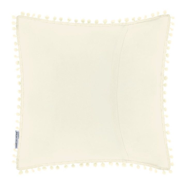 Dekoratyvinis pagalvės užvalkalas su kutais 45x45 cm kreminės spalvos