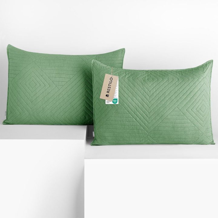 Dekoratyvinis pagalvės užvalkalas 50×70 cm žalios spalvos Restilo