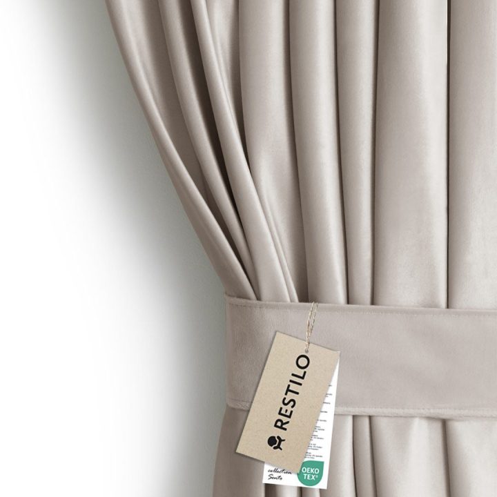 Užuolaida su klostėmis smėlio spalvos velvetas
