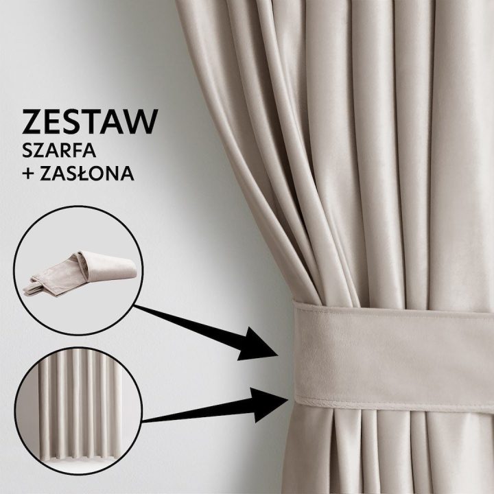 Užuolaida su klostėmis smėlio spalvos velvetas