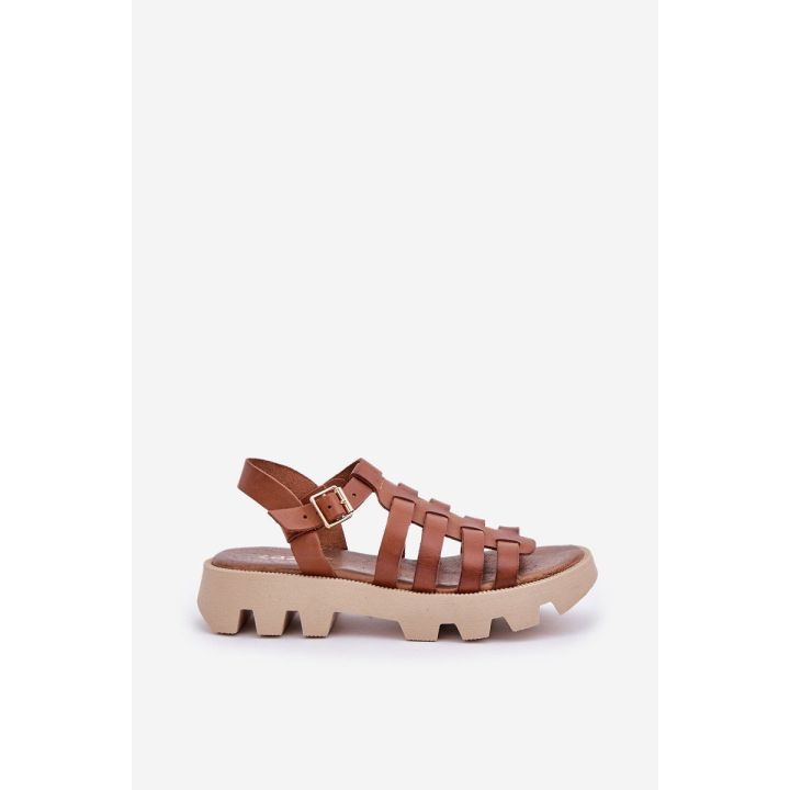 Odinės moteriškos basutės Zazoo camel spalvos