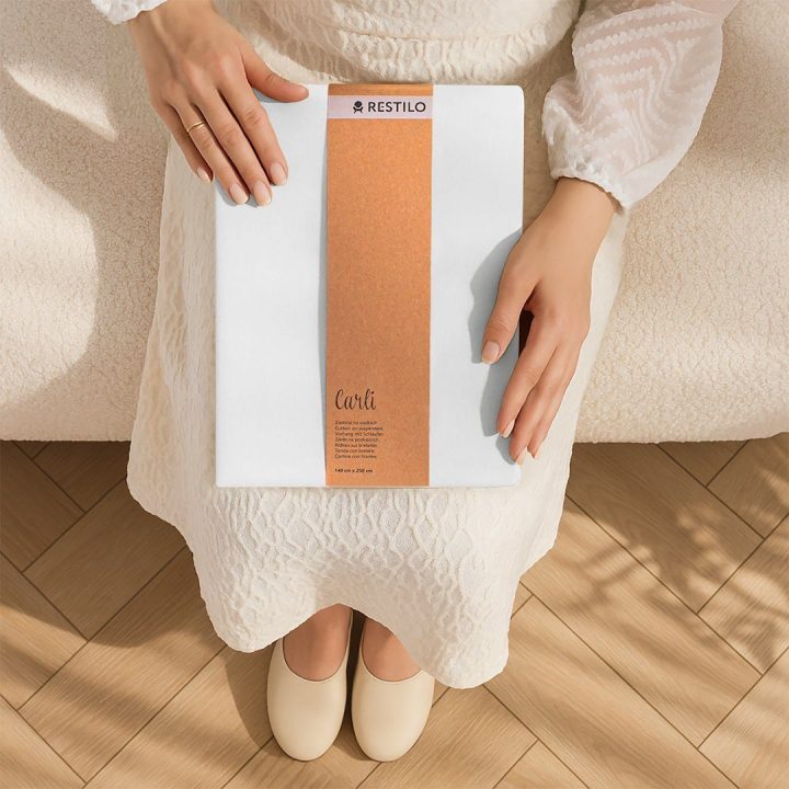 Užuolaida su klostėmis 180 g/m² balta Oxford audinio