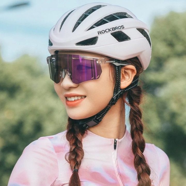 Sportiniai akiniai fotochrominiai šviesiai violetiniai Rockbros