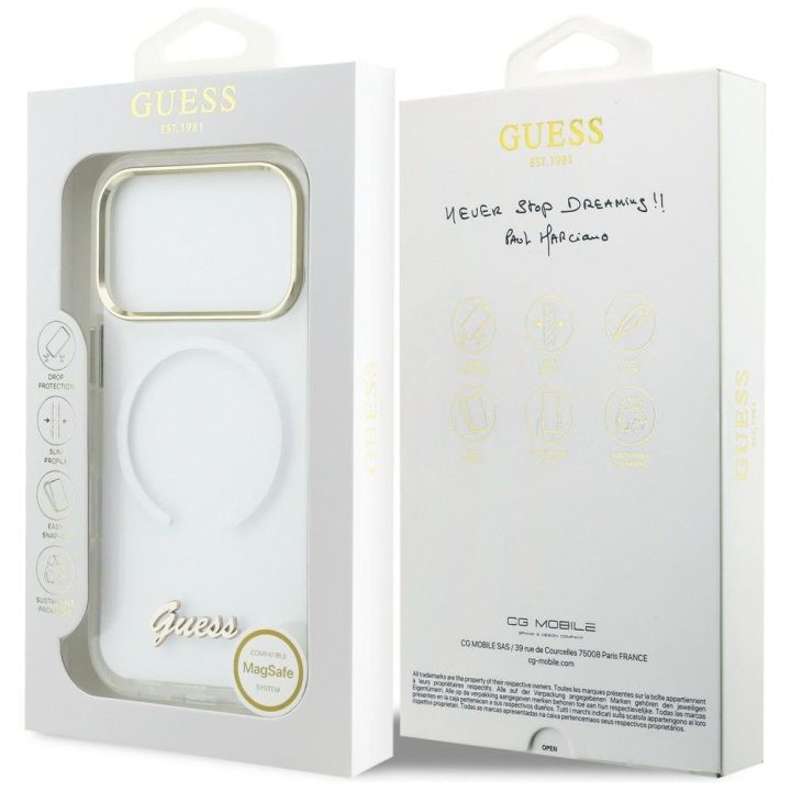 Telefono dėklas iPhone 17 Pro Max, baltas Guess