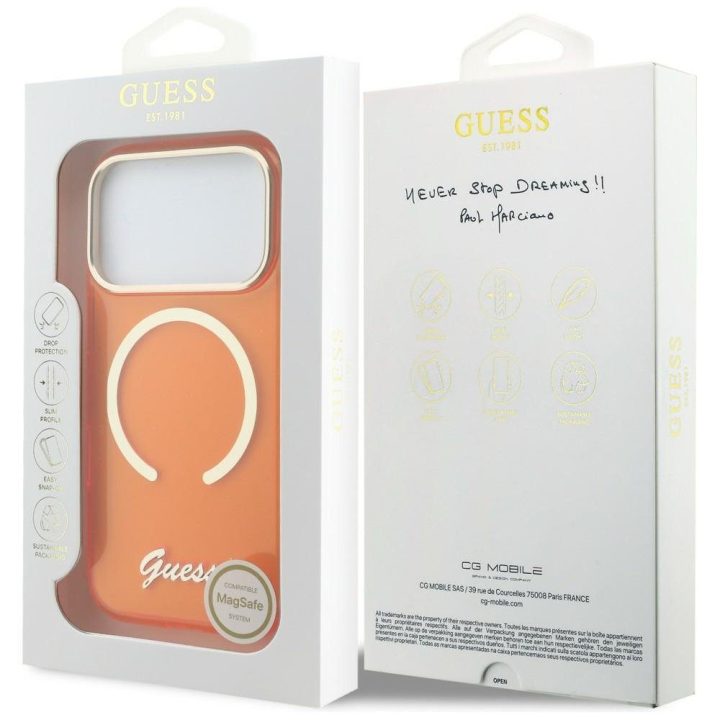 Telefono dėklas iPhone 17 Pro, oranžinė Guess