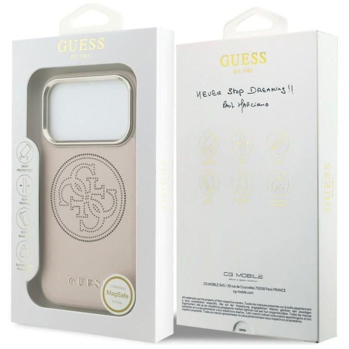 Guess telefono dėklas iPhone 17 Pro MagSafe, rožinis