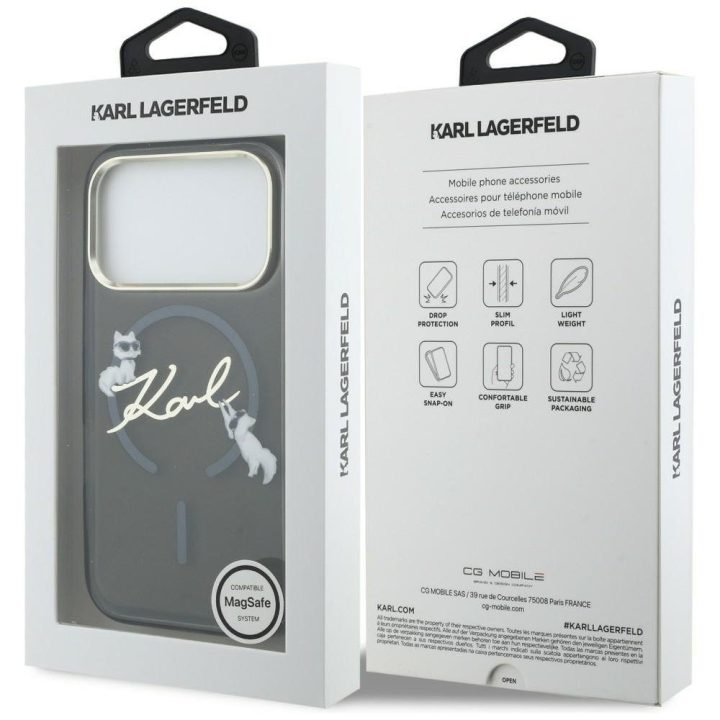 Telefono dėklas iPhone 17 Pro Max MagSafe, juodas Karl Lagerfeld