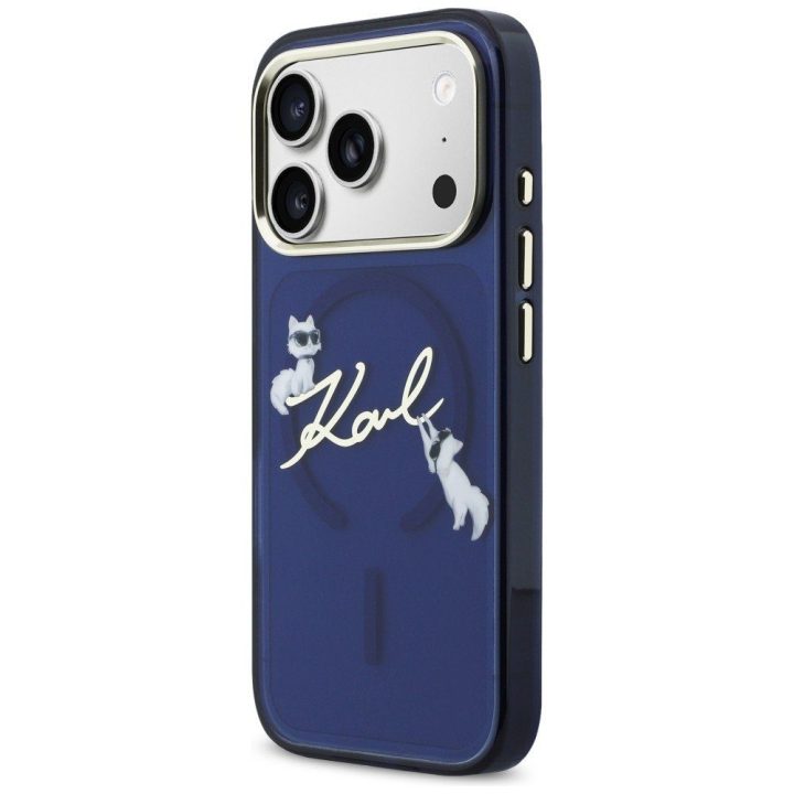Telefono dėklas, suderinamas su iPhone 17 Pro Max, mėlynas Karl Lagerfeld
