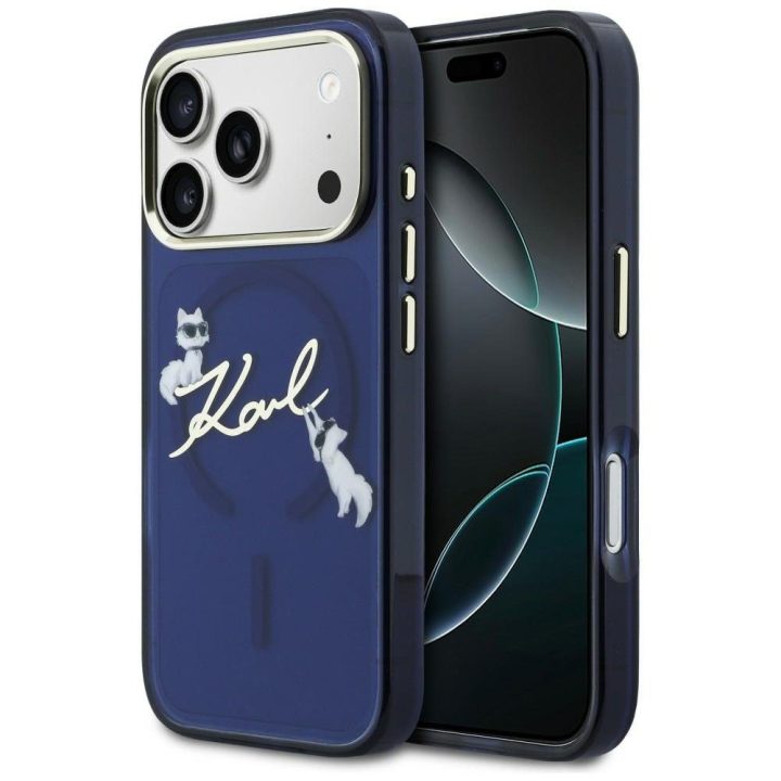 Telefono dėklas, suderinamas su iPhone 17 Pro Max, mėlynas Karl Lagerfeld