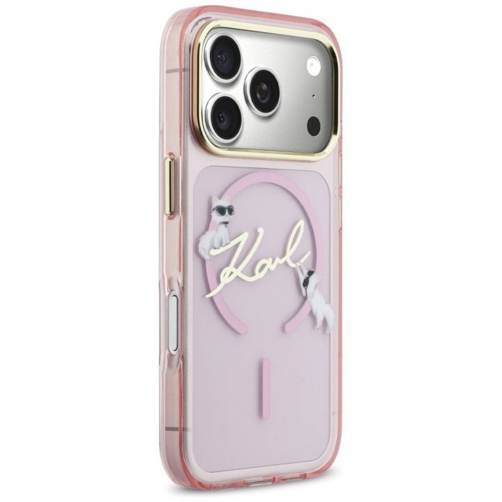 Telefono dėklas MagSafe iPhone 17 Pro Max, rožinė Karl Lagerfeld