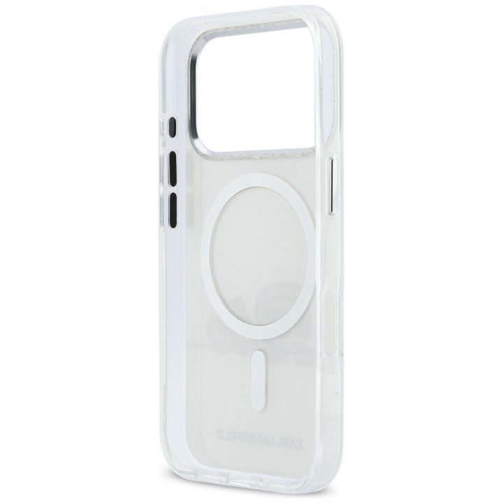 Telefono dėklas iPhone 17 Pro Max, baltas Karl Lagerfeld